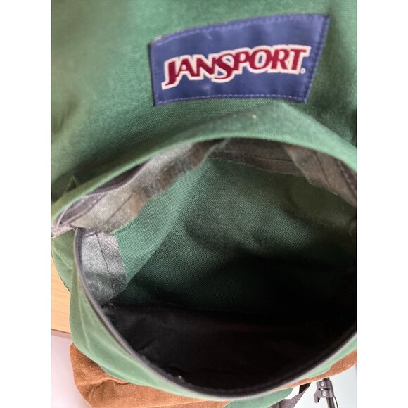 Vintage Jansport Hunter Green Backpack With Suede Bottom & Front Pocket - Picture 7 of 10